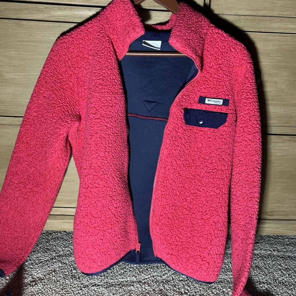 Columbia Women's Mountain Side Heavyweight Sherpa Fleece Red Size Small Full Zip
